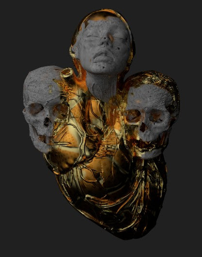 " Gilded Silence of the Fractured Self 50×70 cm Art Print"